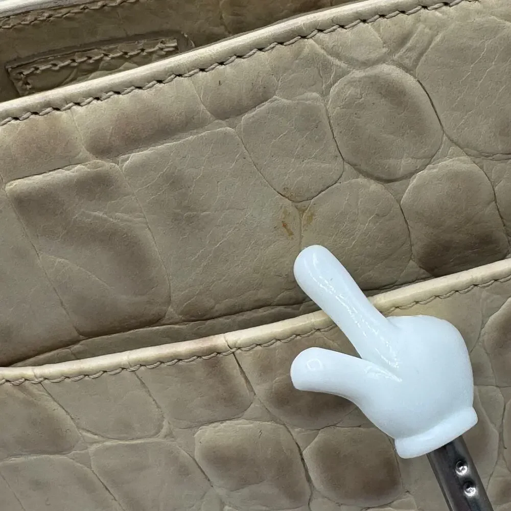 Brahmin Lucinda Tricolor Croc Embossed Leather Shoulder Bag Cream Sage Champagne